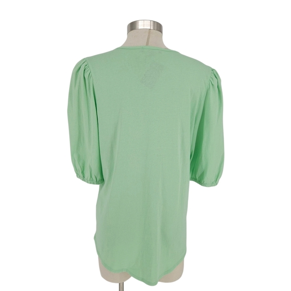 INC Shirt Pistachio Green Puff 1/2 Sleeve Keyhole Tie Neck Top XL - Picture 3 of 7
